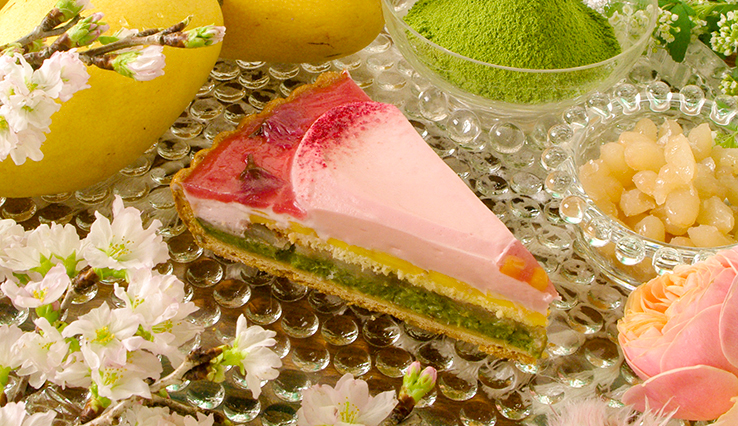 【店舗限定】桜クリームと抹茶ブリュレのタルト